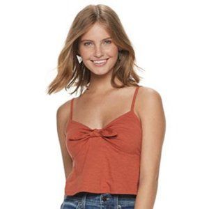 Mudd | Slub Knit Bow Front Semi Cropped Tank Top - Rust